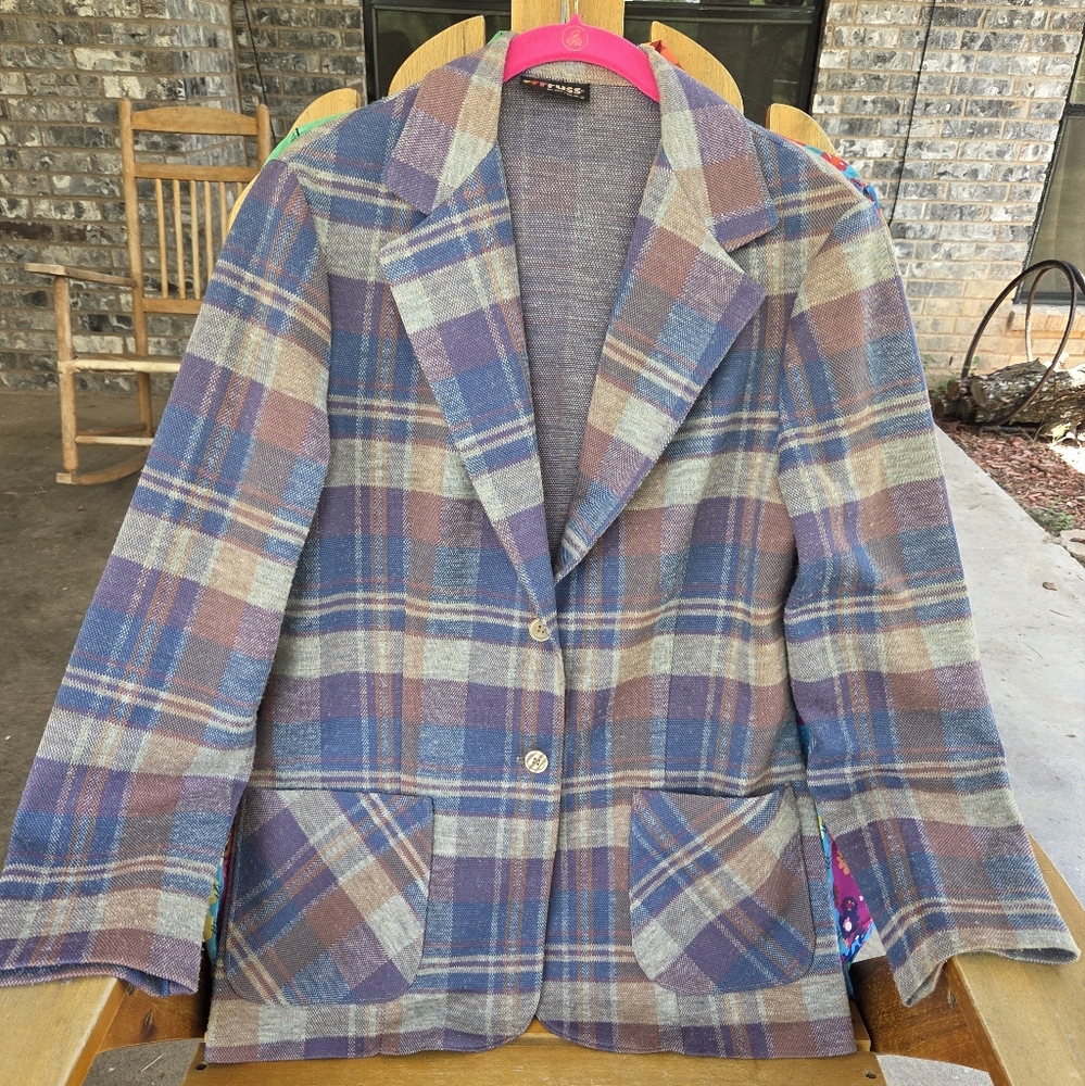 VINTAGE 80S Classic Plaid Women's Blazer